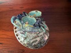 Jay Strongwater Enameled Crab Sculpture with Rhinestones on Abalone Shell - 3982575