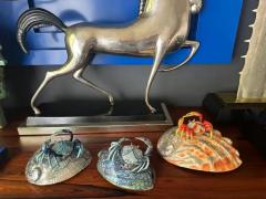 Jay Strongwater Enameled Crab Sculpture with Rhinestones on Abalone Shell - 3982580