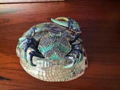 Jay Strongwater Enameled Crab Sculpture with Rhinestones on Abalone Shell - 3982581