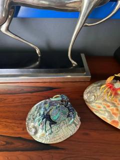 Jay Strongwater Enameled Crab Sculpture with Rhinestones on Abalone Shell - 3982589