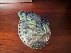 Jay Strongwater Enameled Crab Sculpture with Rhinestones on Abalone Shell - 3982655