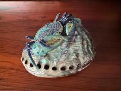 Jay Strongwater Enameled Crab Sculpture with Rhinestones on Abalone Shell - 3982659