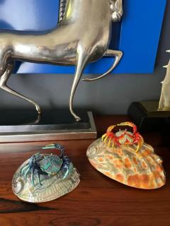 Jay Strongwater Enameled Crab Sculpture with Rhinestones on Abalone Shell - 3982682
