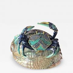 Jay Strongwater Enameled Crab Sculpture with Rhinestones on Abalone Shell - 3985038