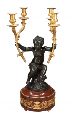 Jean Antoine Houdon A LARGE FRENCH PATINATED BRONZE FIGURAL CLOCK GARNITURE - 3566136