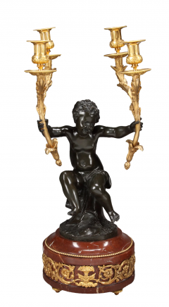 Jean Antoine Houdon A LARGE FRENCH PATINATED BRONZE FIGURAL CLOCK GARNITURE - 3566147