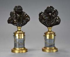Jean Antoine Houdon Pair of miniature bronze figures of Le Baiser Donne Le Baiser Rendu  - 4757231