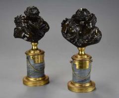 Jean Antoine Houdon Pair of miniature bronze figures of Le Baiser Donne Le Baiser Rendu  - 4757238