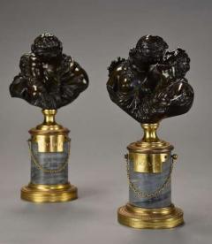 Jean Antoine Houdon Pair of miniature bronze figures of Le Baiser Donne Le Baiser Rendu  - 4757239