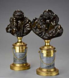 Jean Antoine Houdon Pair of miniature bronze figures of Le Baiser Donne Le Baiser Rendu  - 4757240