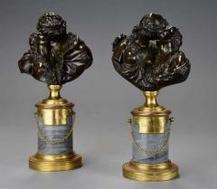 Jean Antoine Houdon Pair of miniature bronze figures of Le Baiser Donne Le Baiser Rendu  - 4757242