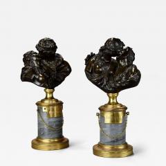 Jean Antoine Houdon Pair of miniature bronze figures of Le Baiser Donne Le Baiser Rendu  - 4761970