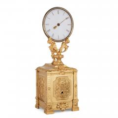 Jean Auguste Robert Houdin Antique gilt brass and frosted glass mystery clock by Robert Houdin - 3464163