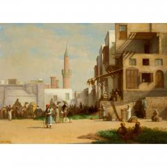 Jean Baptiste Bertrand Orientalist Oil Painting of a Cairo Street Scene by James Bertrand - 4721403