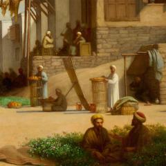 Jean Baptiste Bertrand Orientalist Oil Painting of a Cairo Street Scene by James Bertrand - 4721406