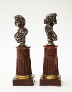 Jean Baptiste Clesinger Pair of Silvered Bronze and Rouge Marble Busts - 806605