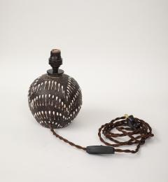 Jean Besnard Brown White Drip Motif Ceramic Lamp France c 1935 40 - 4236109