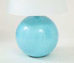 Jean Besnard French Azure Blue Cracqueleur Glaze Ceramic Lamp France c 1930 45 - 2616434