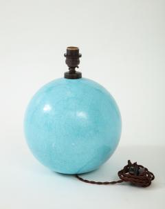 Jean Besnard French Azure Blue Cracqueleur Glaze Ceramic Lamp France c 1930 45 - 2616439