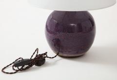 Jean Besnard Jean Besnard Ceramic Sphere Lamp Peacock Glaze Purples Cerulean Blues Green - 1246492