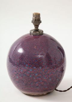 Jean Besnard Jean Besnard Ceramic Sphere Lamp Peacock Glaze Purples Cerulean Blues Green - 1246503
