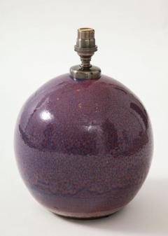 Jean Besnard Jean Besnard Ceramic Sphere Lamp Peacock Glaze Purples Cerulean Blues Green - 1246504