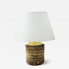 Jean Besnard Jean Besnard Rare Yellow Glaze Ceramic Lamp with Custom Parchment Shade - 1248257