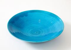 Jean Besnard Jean Besnard Turquoise Ceramic Low Dish Bowl France 1930 s - 4509552