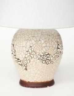 Jean Besnard Pair Jean Besnard Small Off White Crackle Lamps signed dated Besnard 1951 - 4620782