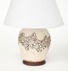 Jean Besnard Pair Jean Besnard Small Off White Crackle Lamps signed dated Besnard 1951 - 4620785