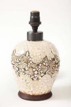 Jean Besnard Pair Jean Besnard Small Off White Crackle Lamps signed dated Besnard 1951 - 4620790
