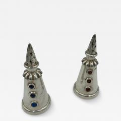 Jean Boggio 1980s Silver plated Salt and pepper clowns designed by Jean Boggio - 4426286