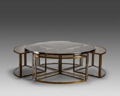 Jean Charles Circular low table in brass and glass by Jean Charles France 1970s - 4603085