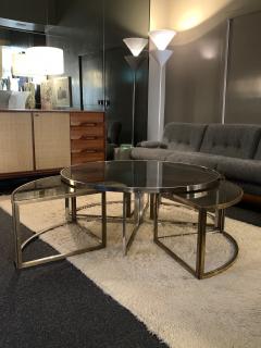 Jean Charles Circular low table in brass and glass by Jean Charles France 1970s - 4603093