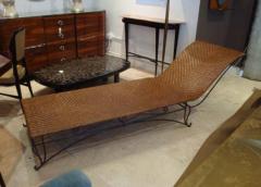 Jean Charles Moreux A Elongated Chaise Lounge in Wrought Iron and Raffia by Jean Charles Moreux - 256815