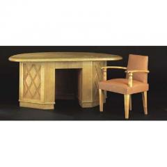 Jean Charles Moreux French Modern Neoclassical X Frame Oak Desk Attributed to Jean Charles Moreux - 1736700