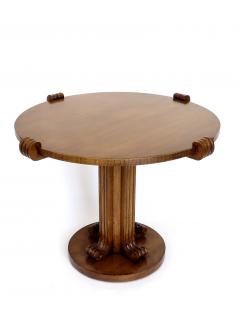 Jean Charles Moreux Jean Charles Moreux Round Table with Sculptural Base and Top in Figured Walnut - 672542