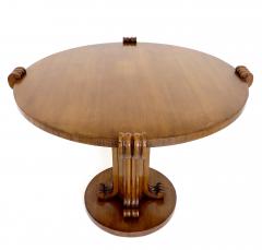 Jean Charles Moreux Jean Charles Moreux Round Table with Sculptural Base and Top in Figured Walnut - 672549