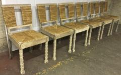 Jean Charles Moreux Jean Charles Moreux Superb Set of 6 Chairs in Coursed Oak Rush - 413882