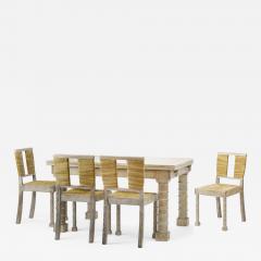 Jean Charles Moreux Jean Charles Moreux cerused oak dinning set with extendable table - 949318