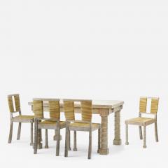 Jean Charles Moreux Jean Charles Moreux cerused oak dinning set with extendable table - 2411017