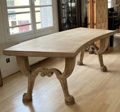 Jean Charles Moreux Jean Charles Moreux superb carved sand blasted solid oak curved desk - 2525808