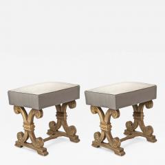 Jean Charles Moreux Jean charles moreux pair of oak carved cerused stools - 942154