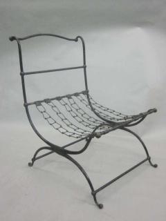 Jean Charles Moreux Rare Pair of French Hammered Iron and Chain Lounge Chairs by Jean Charles Moreux - 1774976