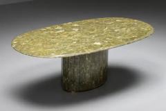 Jean Charles Onyx and Gold Leaf Marble Dining Table by Maison Charles Regency 1970s - 3405709