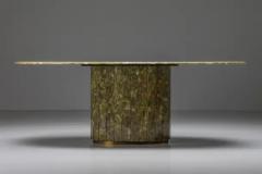Jean Charles Onyx and Gold Leaf Marble Dining Table by Maison Charles Regency 1970s - 3405778