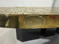 Jean Claude Dresse Coffee table Mosaic Brass and agate By Jean Claude Dresse - 4564257