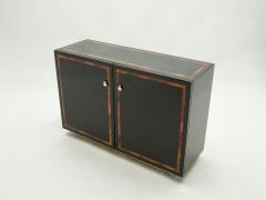 Jean Claude Mahey Black lacquer burl wood brass cabinet sideboard by J C Mahey 1970s - 1852849