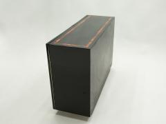 Jean Claude Mahey Black lacquer burl wood brass cabinet sideboard by J C Mahey 1970s - 1852854