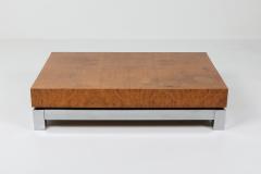 Jean Claude Mahey Burl and Chrome Coffee Table in style of Claude Mahey 1970s - 1237857